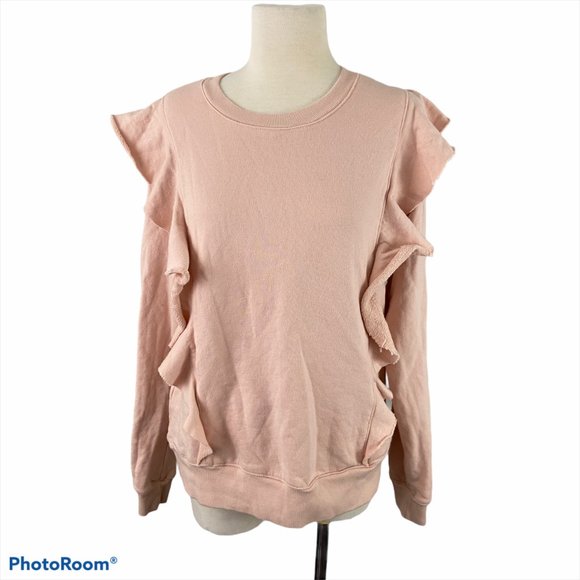 Avec Les Filles Blush Ruffle Crew Neck Sweater - Picture 1 of 8